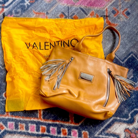 Authentic VALENTINO Alizee Almond Tote with Fringe Tassles - Picture 3 of 9